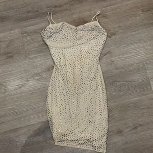 Elegant Cream Studded Dress